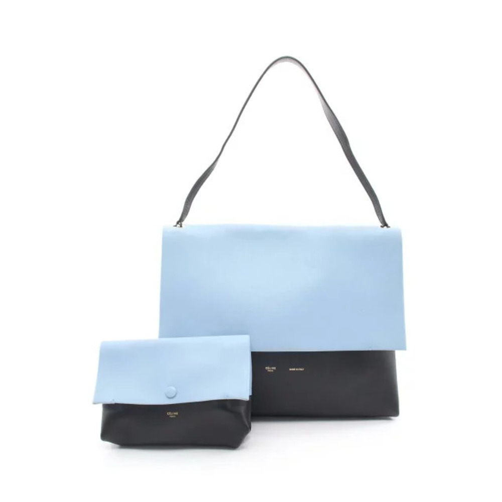 Celine All Soft Shoulder Bag Leather Blue Black